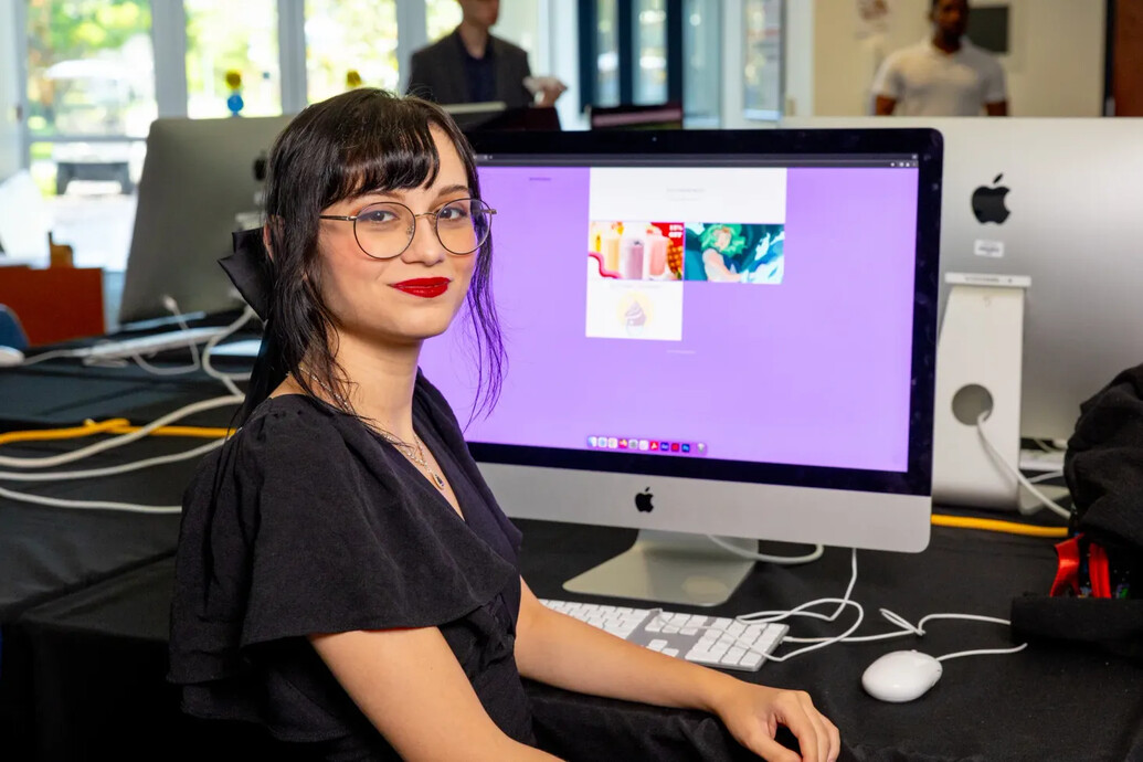 Female student working on a computer